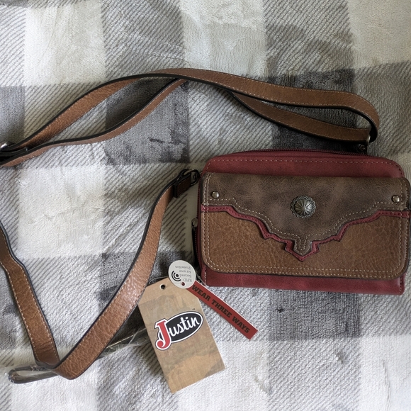 NWT Justin Boots Genuine Leather Western Wallet & Bracelet Set - Picture 8 of 10